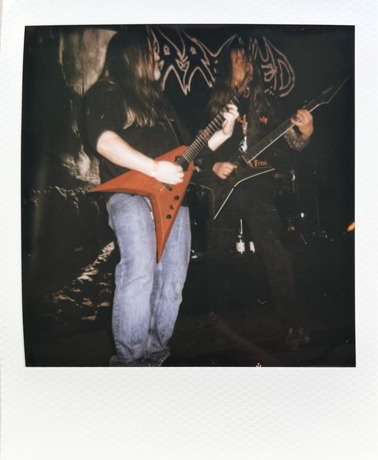 The two guitarist of Resurrected live on stage.